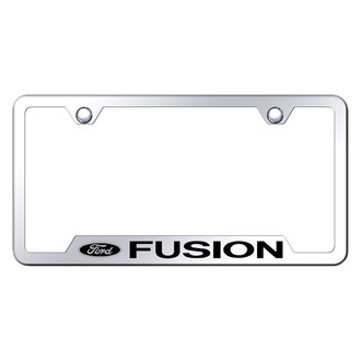 Autogold® - Chrome License Plate Frame with Laser Etched Fusion Logo and Cut-Out