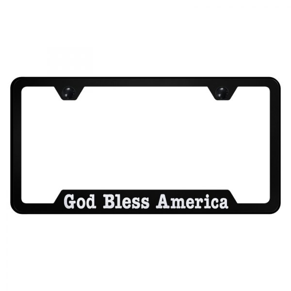 Autogold® - License Plate Frame with Laser Etched God Bless America and Cut-Out