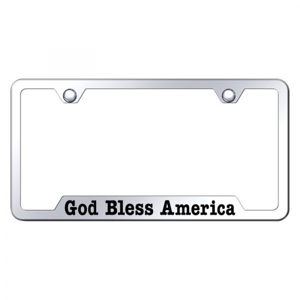Autogold® - License Plate Frame with Laser Etched God Bless America Logo and Cut-Out