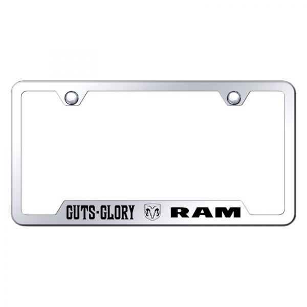 Autogold® - License Plate Frame with Laser Etched Guts Glory Ram Logo and Cut-Out