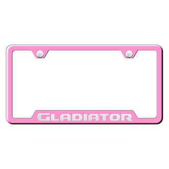 Autogold® - Pink License Plate Frame with Laser Etched Gladiator Logo and Cut-Out