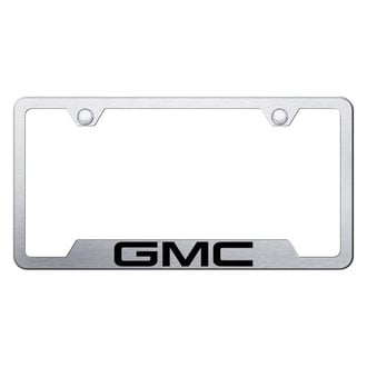 Autogold® - Brushed License Plate Frame with Laser Etched GMC Logo and Cut-Out
