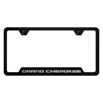 Autogold® - Black License Plate Frame with Laser Etched Grand Cherokee Logo and Cut-Out