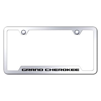Autogold® - Chrome License Plate Frame with Laser Etched Grand Cherokee Logo and Cut-Out