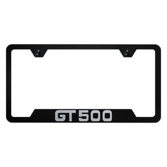 Autogold® - Black License Plate Frame with Laser Etched GT500 Mustang Logo and Cut-Out