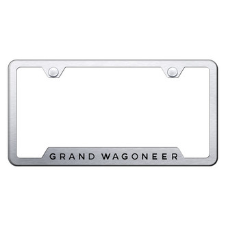 Autogold® - Brushed License Plate Frame with Laser Etched Grand Wagoneer Logo and Cut-Out