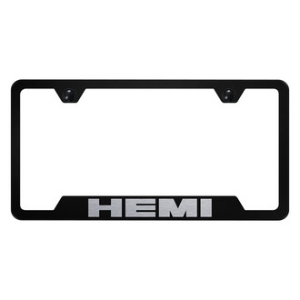 Autogold® - Black License Plate Frame with Laser Etched HEMI Logo and Cut-Out