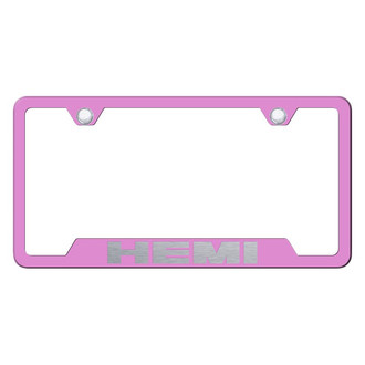 Autogold® - Pink License Plate Frame with Laser Etched HEMI Logo and Cut-Out