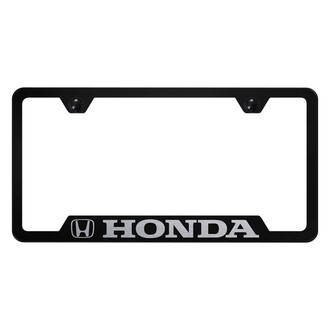 Autogold® - Black License Plate Frame with Laser Etched Honda Logo and Cut-Out
