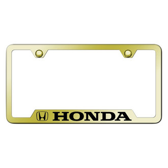 Autogold® - Gold License Plate Frame with Laser Etched Honda Logo and Cut-Out
