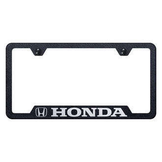 Autogold® - Rugged Black License Plate Frame with Laser Etched Honda Logo and Cut-Out