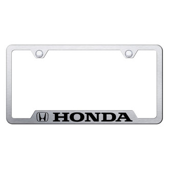 Autogold® - Brushed License Plate Frame with Laser Etched Honda Logo and Cut-Out