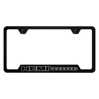 Autogold® - Black License Plate Frame with Laser Etched HEMI Powered Logo and Cut-Out
