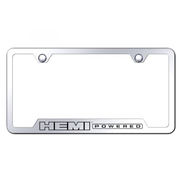Autogold® - License Plate Frame with Laser Etched HEMI Powered Logo and Cut-Out