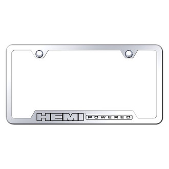 Autogold® - Chrome License Plate Frame with Laser Etched HEMI Powered Logo and Cut-Out