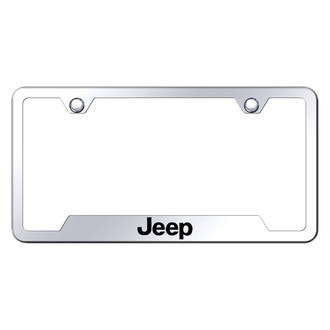 Autogold® - Chrome License Plate Frame with Laser Etched Jeep Logo and Cut-Out