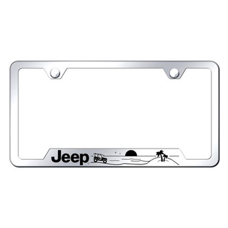 Autogold® - Chrome License Plate Frame with Laser Etched Jeep Beach Logo and Cut-Out