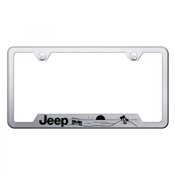 Autogold® - License Plate Frame with Laser Etched Jeep Beach Logo and Cut-Out