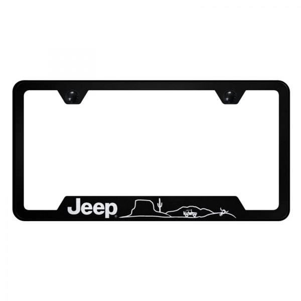 Autogold® - License Plate Frame with Laser Etched Jeep Desert Logo and Cut-Out