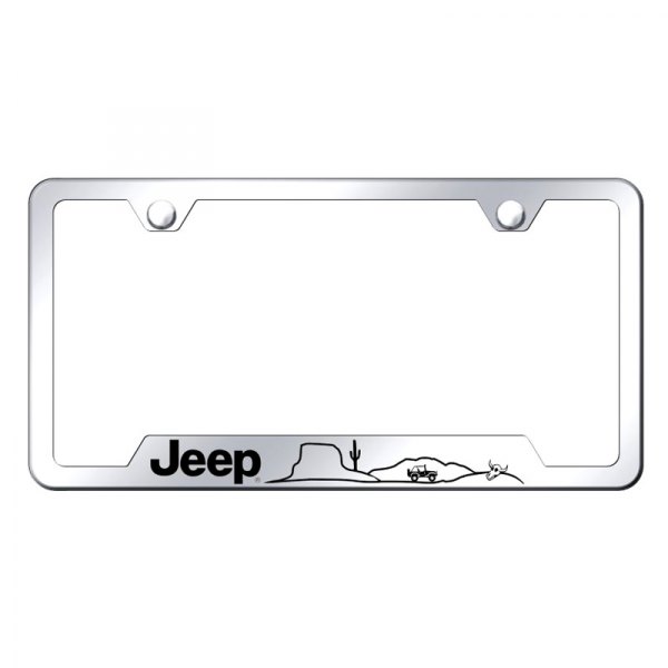 Autogold® - License Plate Frame with Laser Etched Jeep Desert Logo and Cut-Out