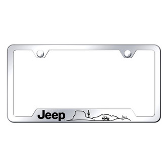 Autogold® - Chrome License Plate Frame with Laser Etched Jeep Desert Logo and Cut-Out