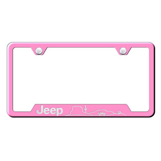 Autogold® - Pink License Plate Frame with Laser Etched Jeep Desert Logo and Cut-Out