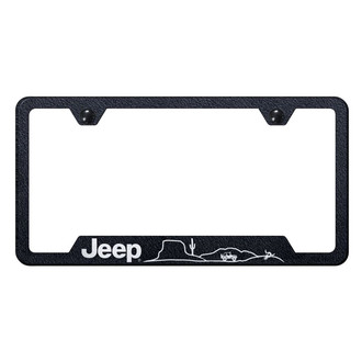 Autogold® - Rugged Black License Plate Frame with Laser Etched Jeep Desert Logo and Cut-Out