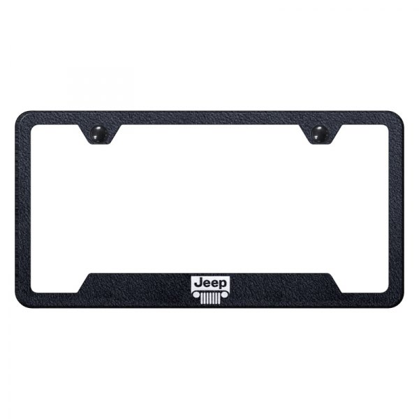 Autogold® - License Plate Frame with Laser Etched Jeep Grille Logo and Cut-Out