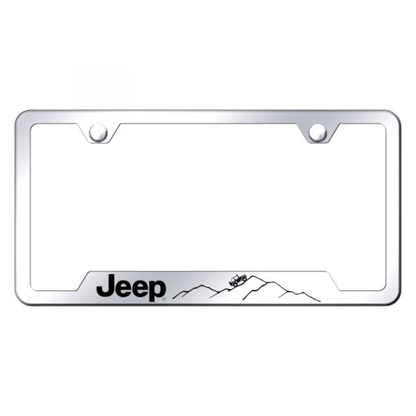 Autogold® - License Plate Frame with Laser Etched Jeep Mountain Logo and Cut-Out