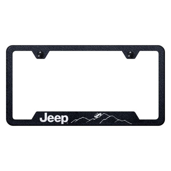 Autogold® - License Plate Frame with Laser Etched Jeep Mountain Logo and Cut-Out