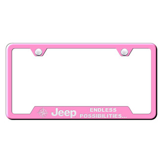 Autogold® - Pink License Plate Frame with Laser Etched Jeep Endless Logo and Cut-Out