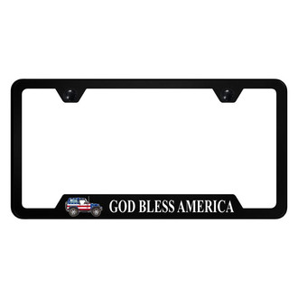 Autogold® - UV Printed Black License Plate Frame with Jeep GBA Logo and Cut-Out