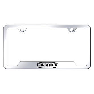 Autogold® - Chrome License Plate Frame with Laser Etched Longhorn Limited Edition Logo and Cut-Out