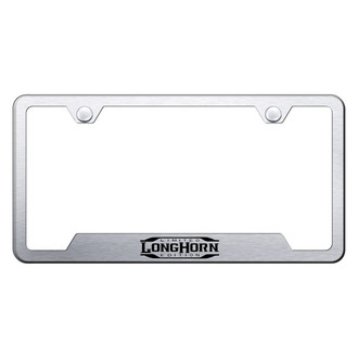 Autogold® - Brushed License Plate Frame with Laser Etched Longhorn Limited Edition Logo and Cut-Out