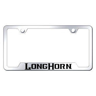 Autogold® - Chrome License Plate Frame with Laser Etched Longhorn Logo and Cut-Out