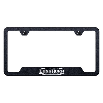 Autogold® - Rugged Black License Plate Frame with Laser Etched Longhorn Laramie Logo and Cut-Out