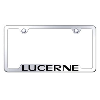 Autogold® - Chrome License Plate Frame with Laser Etched Lucerne Logo and Cut-Out