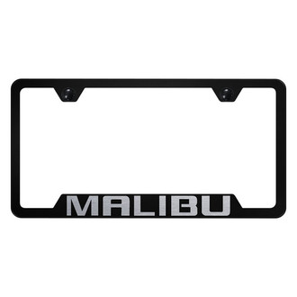 Autogold® - Black License Plate Frame with Laser Etched Malibu Logo and Cut-Out