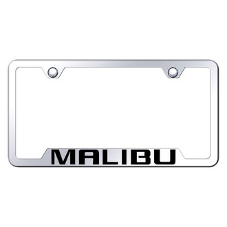 Autogold® - Chrome License Plate Frame with Laser Etched Malibu Logo and Cut-Out