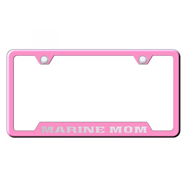 Autogold® - License Plate Frame with Laser Etched Marine Mom Logo and Cut-Out