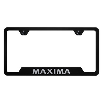 Autogold® - Black License Plate Frame with Laser Etched Maxima Logo and Cut-Out