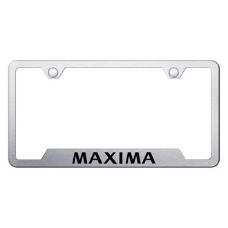 Autogold® - Brushed License Plate Frame with Laser Etched Maxima Logo and Cut-Out