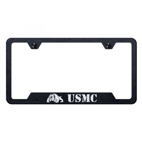 Autogold® - License Plate Frame with Laser Etched USMC Bulldog Logo and Cut-Out