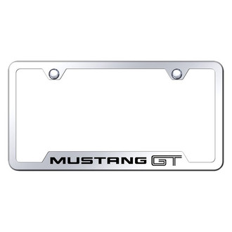 Autogold® - Chrome License Plate Frame with Laser Etched Mustang GT Logo and Cut-Out