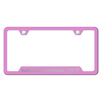 Autogold® - Pink License Plate Frame with Laser Etched Mustang GT Logo and Cut-Out