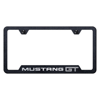 Autogold® - Rugged Black License Plate Frame with Laser Etched Mustang GT Logo and Cut-Out