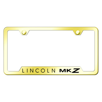 Autogold® - Gold License Plate Frame with Laser Etched Lincoln MKZ Logo and Cut-Out