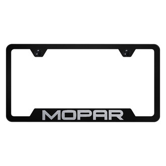 Autogold® - Black License Plate Frame with Laser Etched Mopar Logo and Cut-Out