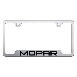 Autogold® - Brushed License Plate Frame with Laser Etched Mopar Logo and Cut-Out