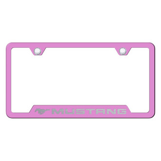 Autogold® - Pink License Plate Frame with Laser Etched Mustang Logo and Cut-Out